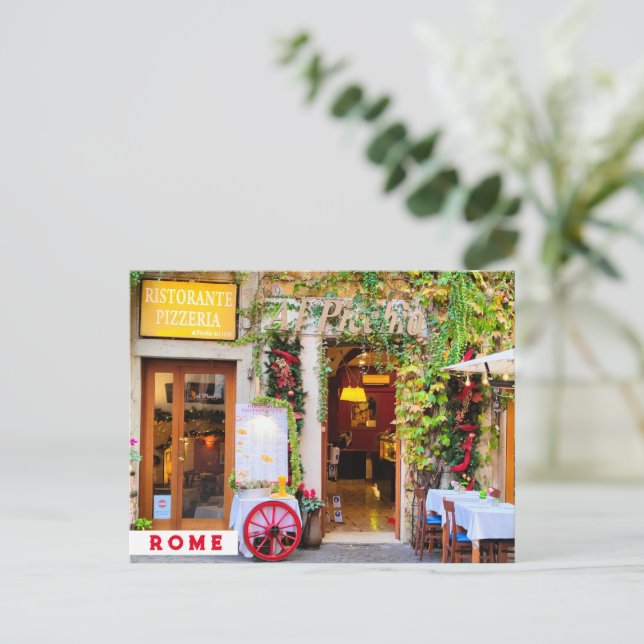 Trattoria Verde. Rom, Italien Postkarte (Stehend Vorderseite)