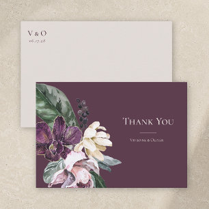 Trau Dankeskarten mit Orchideen-Motiven in Pflaume Dankeskarte