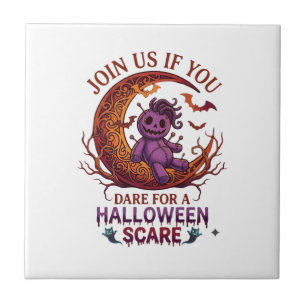 Trau dich Halloween Angst Lila Voodoo-Puppe Cresce Fliese