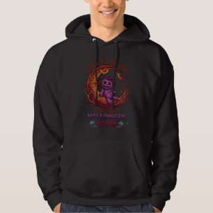 Trau dich Halloween Angst Lila Voodoo-Puppe Halbmo Hoodie
