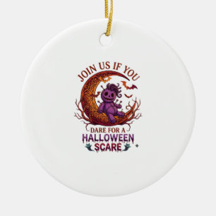 Trau dich Halloween Angst Lila Voodoo-Puppe Halbmo Keramik Ornament