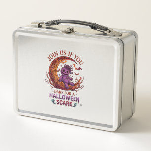 Trau dich Halloween Angst Lila Voodoo-Puppe Halbmo Metall Brotdose