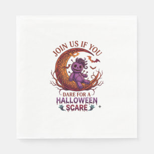 Trau dich Halloween Angst Lila Voodoo-Puppe Halbmo Serviette