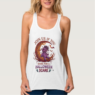 Trau dich Halloween Angst Lila Voodoo-Puppe Halbmo Tank Top