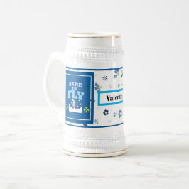 Trau dich zu Fliegen Tasse – Blaues florales Inspi