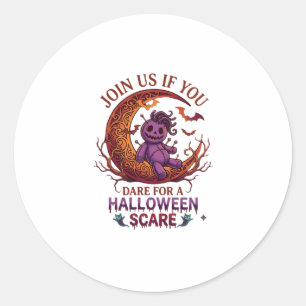 Trau Halloween Schreck Lila Voodoo-Puppe Halbmond Runder Aufkleber
