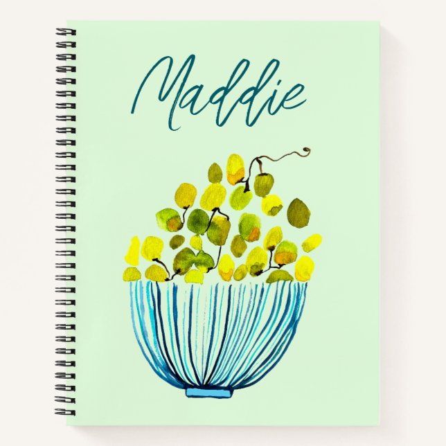 Trauben Aquarellfrucht Notizbuch (Vorderseite)