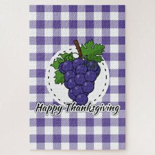 Trauben auf Kariertem Violett - Glückliches Ernted
