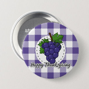 Trauben auf Kariertem Violett - Glückliches Ernted Button