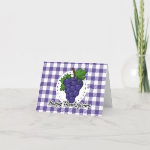 Trauben auf Kariertem Violett - Glückliches Ernted Dankeskarte