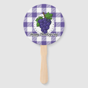 Trauben auf Kariertem Violett - Glückliches Ernted Fächer