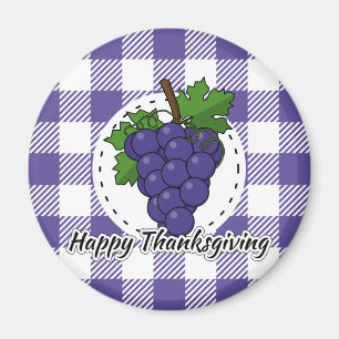 Trauben auf Kariertem Violett - Glückliches Ernted Magnet