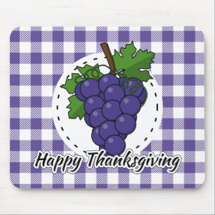 Trauben auf Kariertem Violett - Glückliches Ernted Mousepad