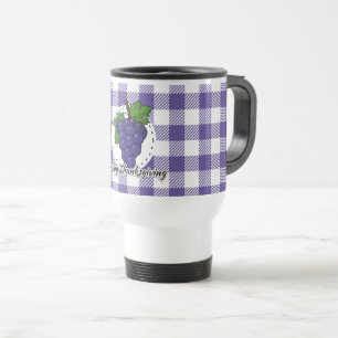 Trauben auf Kariertem Violett - Glückliches Ernted Reisebecher