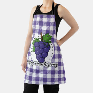 Trauben auf Kariertem Violett - Glückliches Ernted Schürze