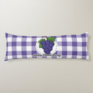 Trauben auf Kariertem Violett - Glückliches Ernted Seitenschläferkissen