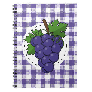 Trauben auf weißem violettem Karomuster Notizblock