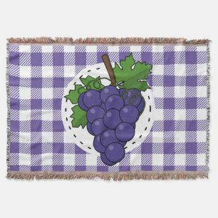 Trauben auf Weißviolett Kariert Decke