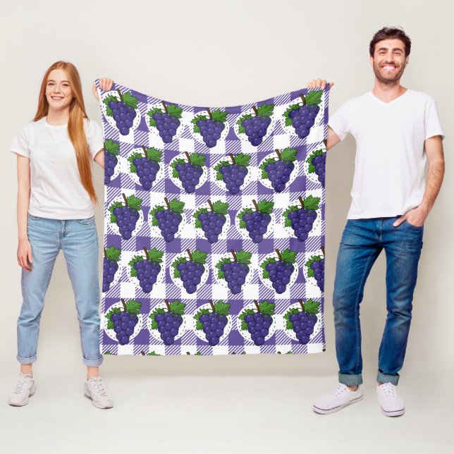 Trauben auf Weißviolett Kariert Fleecedecke (Beispiel)