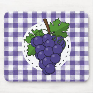 Trauben auf Weißviolett Kariert Mousepad
