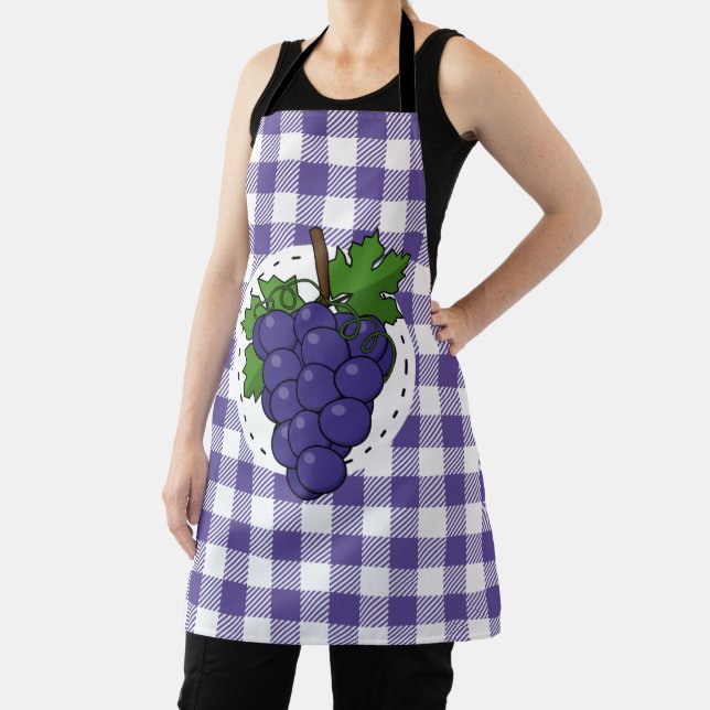 Trauben auf Weißviolett Kariert Schürze (InSitu)