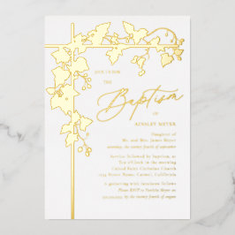 Trauben Blätter Gold Botanische Taufe Folieneinladung