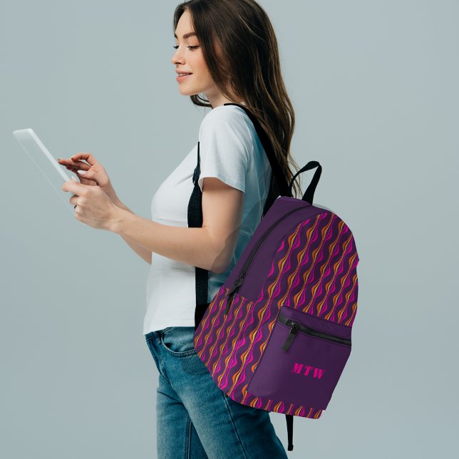Trauben Erwartungen Groovy Lila Disco Gemustert Bedruckter Rucksack (Von Creator hochgeladen)