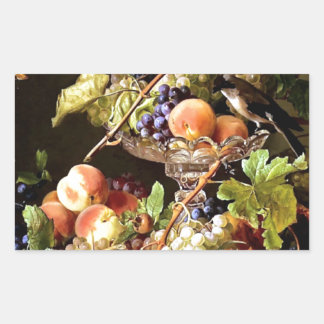 Trauben Frucht Bird Still Life Malerei Rechteckiger Aufkleber