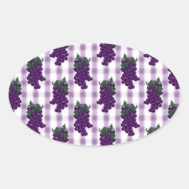 Trauben n Gingham Ovaler Aufkleber