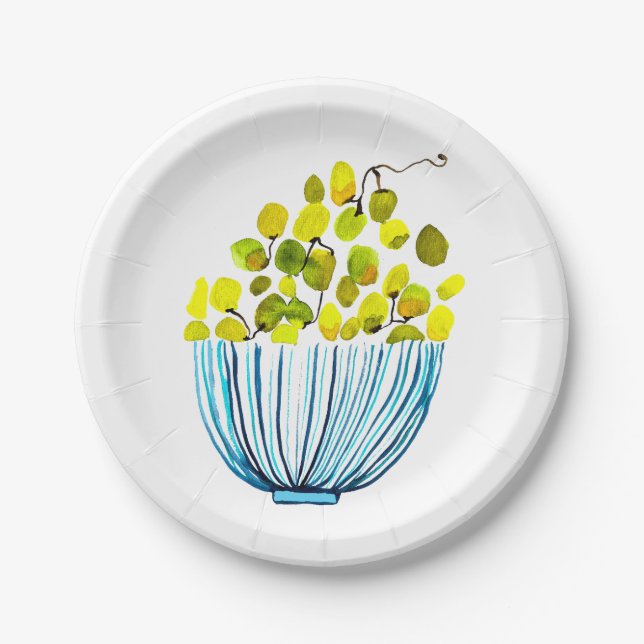 Trauben niedliche Früchte Pappteller (Vorderseite)