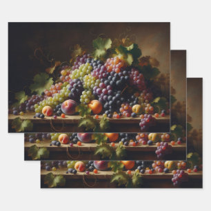 Trauben und Fruchtstleben - Malerei entfallen Geschenkpapier Set