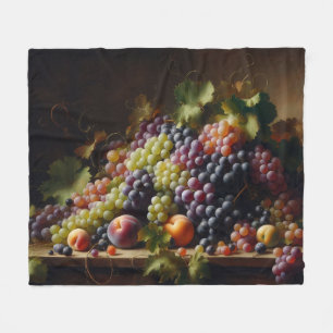 Trauben und Obst Stillleben Malerei Fleecedecke