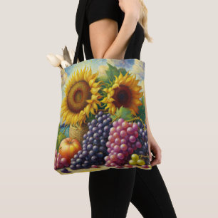 Trauben und Sonnenblumen Ölgemälde Tasche