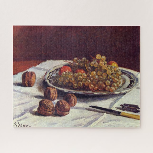 Trauben und Walnüsse auf einem Tisch Sisley Impres (Horizontal)