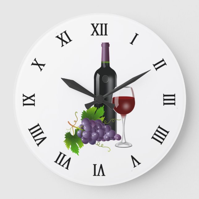 Trauben und Wein Große Wanduhr (Vorderseite)
