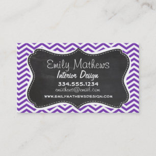 Trauben Violette Chevron Streifen; Tafel-Look Visitenkarte