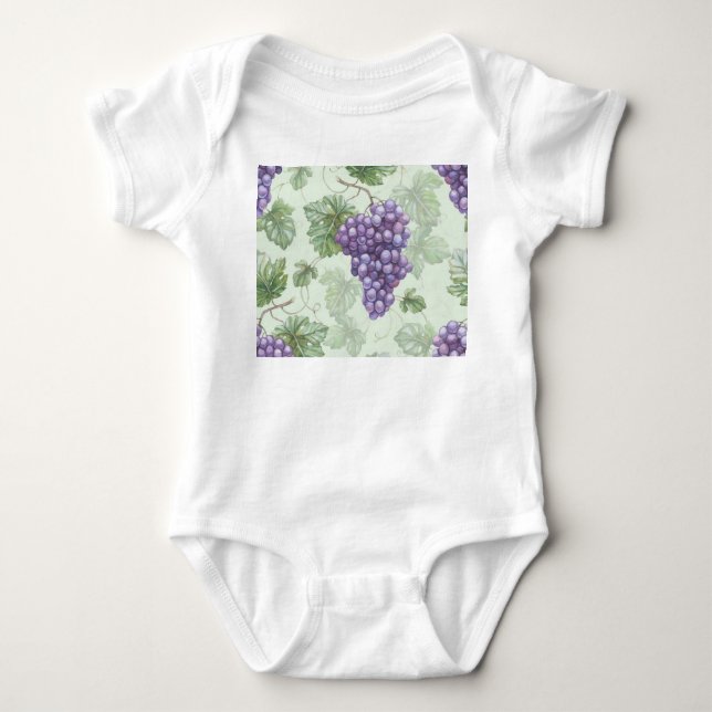 Trauben Wasserfarbe, Frucht Nahtloses Muster. Baby Strampler (Vorderseite)