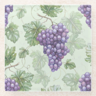 Trauben Wasserfarbe, Frucht Nahtloses Muster. Glasuntersetzer
