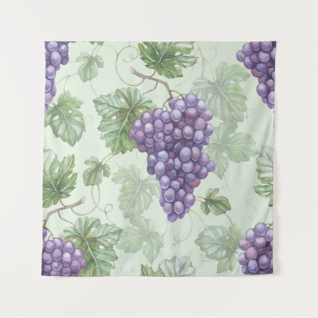 Trauben Wasserfarbe, Frucht Nahtloses Muster. Wandteppich (Vorderseite)