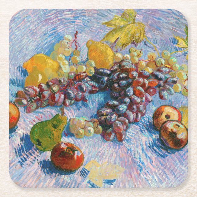 Trauben, Zitronen, Birnen und Äpfel, Van Gogh Rechteckiger Pappuntersetzer (Vorderseite)