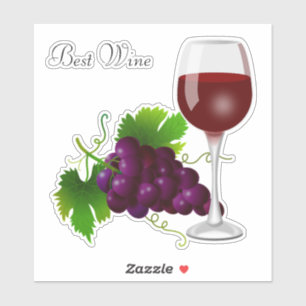 Traubenbündel und Glas Wein Aufkleber