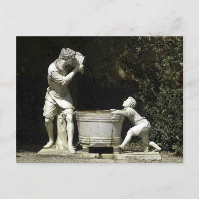 Traubenernte Brunnen Postkarte (Vorderseite)