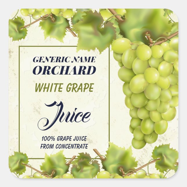 Traubenfrüchte Konfitüre Jar Canning Quadratischer Aufkleber (Vorderseite)