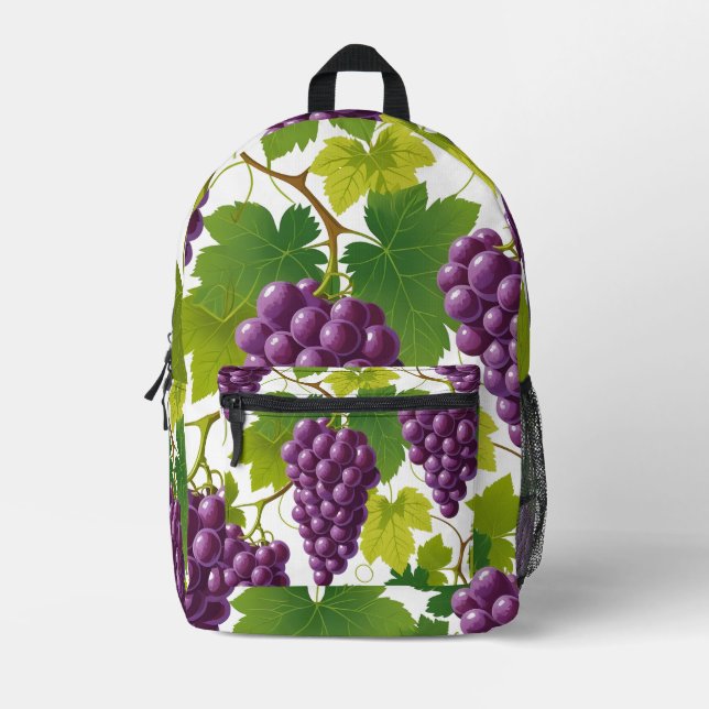 Traubenmuster Bedruckter Rucksack (Vorderseite)