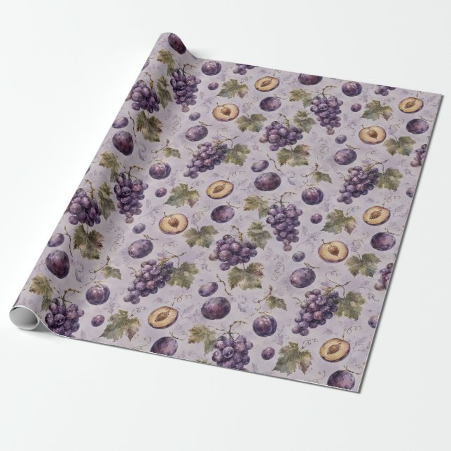 Traubenpflaume Wasserfarbe Frucht Muster Geschenk Geschenkpapier (Ungerollt)