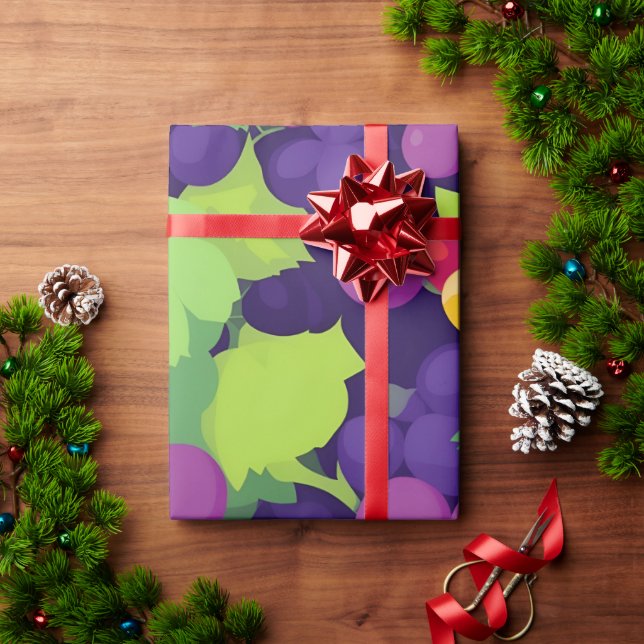Traubenretro Personalisiertes Muster Geschenkpapier (Feiertagsgeschenk)
