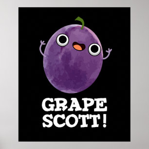 Traubenschott Funny Fruit Grape Pun Dark BG Poster