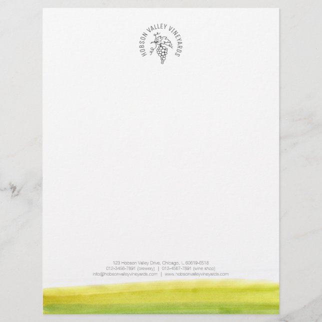 Traubenweinbergweinkellerei-Aquarellbriefkopf Briefkopf (Vorderseite)