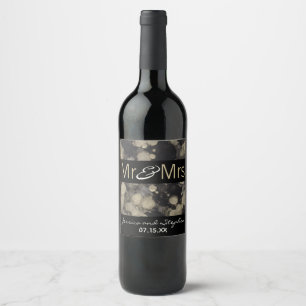 Trauen Wein Flasche Label Shades of Black and Gold Weinetikett