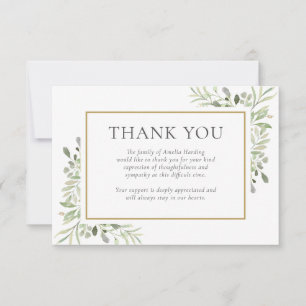 Trauer Dankeschön Grün Wasserfarben Blätter Karte
